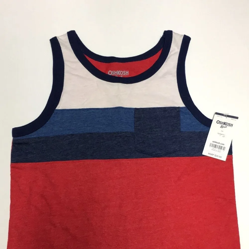 OshKosh B'gosh Kids Patriotic Tank Top - Red, Blue, White 4th of July size 7 NEW